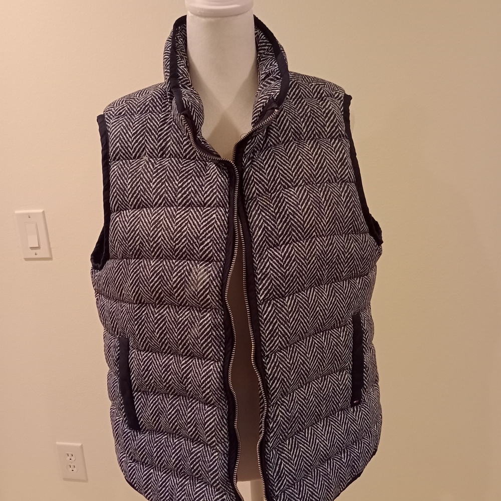 Tommy Hilfiger Black and White Herringbone Vest